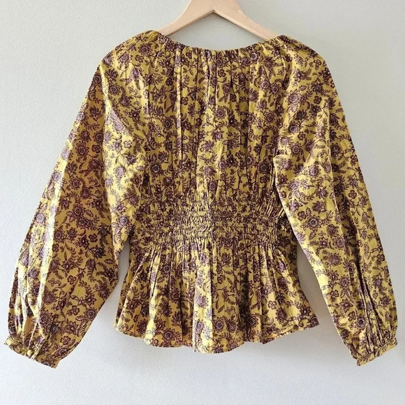 Sam Edelman Women's Cilian Cotton Smock-Waist Peplum Blouse Size Small. - Picture 14 of 16